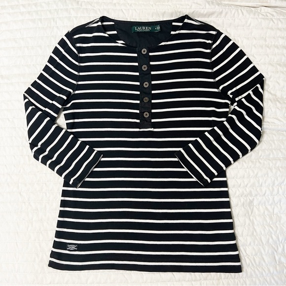 LRL Striped 3/4 Sleeves Top M - Picture 3 of 8